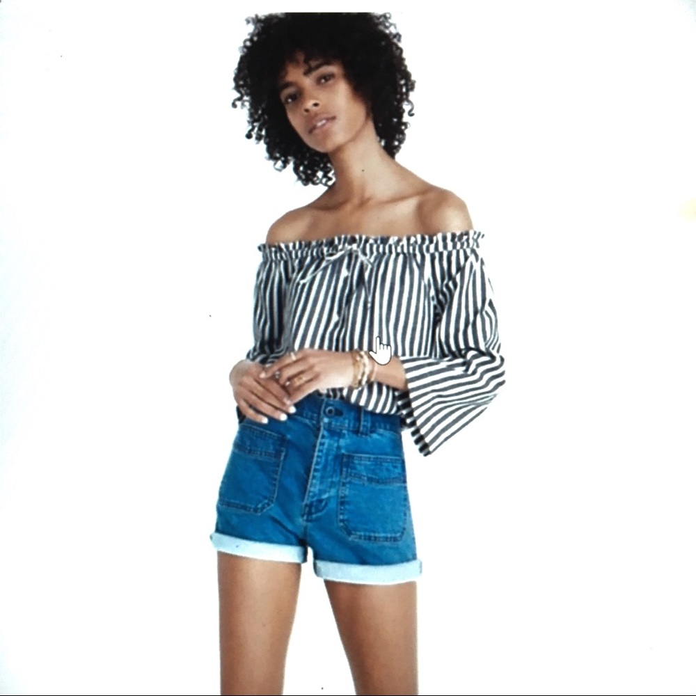 Madewell Off The Shoulder Metallic Top Size Small